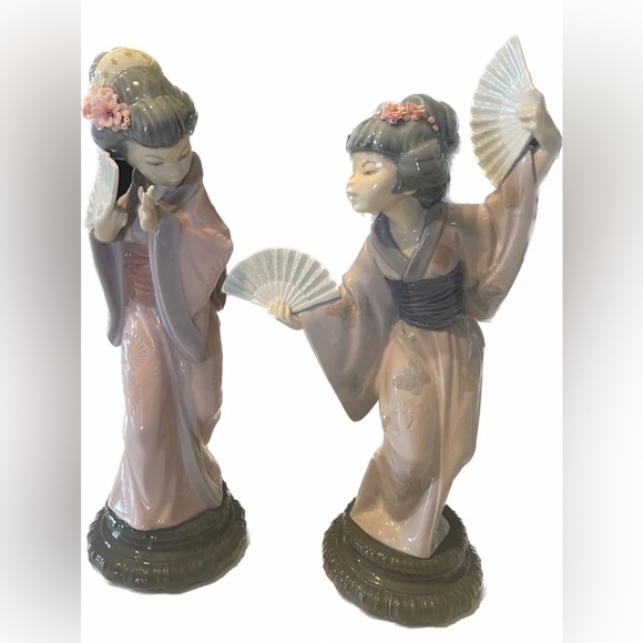 LLADRO FIGURINE "CHRYSANTHEMUM / TIMID JAPANESE" GEISHA GIRL WITH FAN SPAIN 4990 - Picture 9 of 11